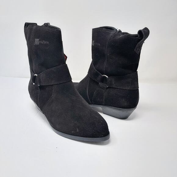 NEW Henri-Pierre Black Sued Pointy Toe Boots Size 7 - Picture 1 of 11
